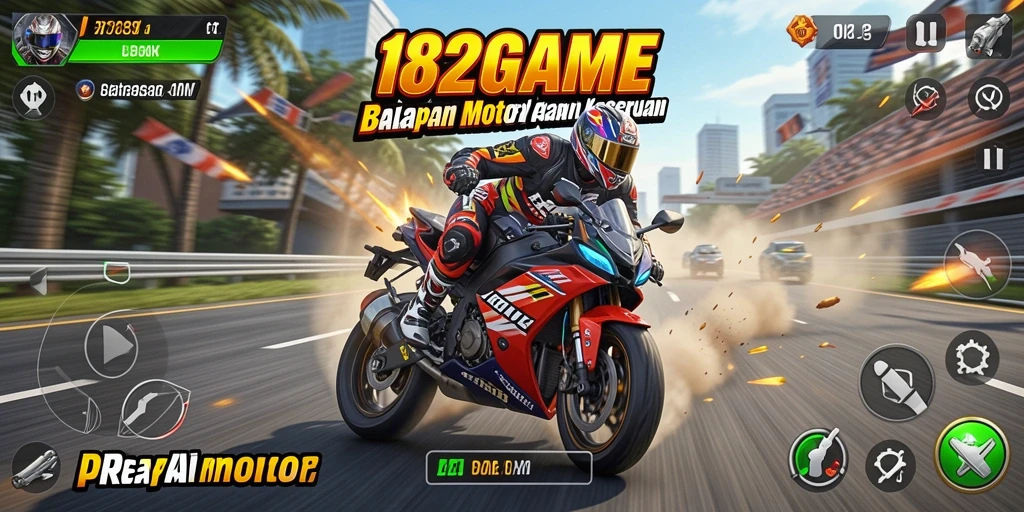 Gameplay balapan motor yang seru dan penuh aksi.