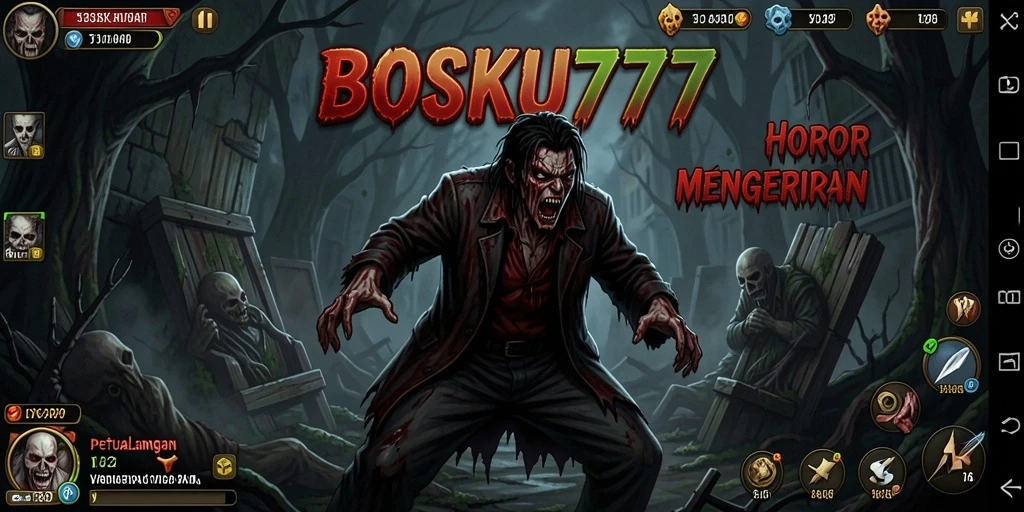 Screenshot BOSKU777 menunjukkan momen menegangkan dalam gameplay horor.