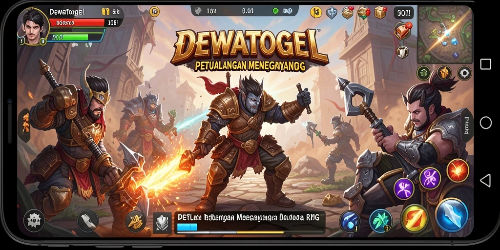 Screenshot gameplay DEWATOGEL menampilkan aksi seru dalam pertarungan RPG.