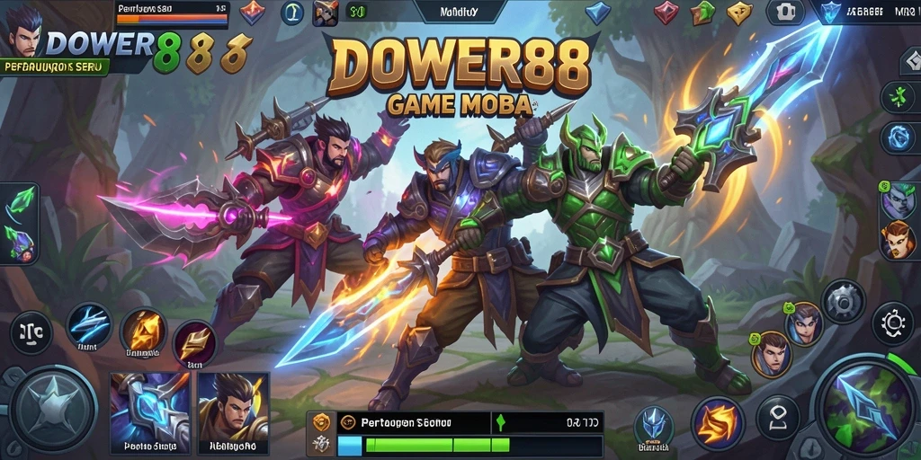 Tangkapan layar DOWER88 menampilkan aksi pertempuran tim yang epik di arena MOBA.