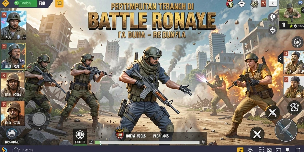 Tampilan gameplay seru FO8 dalam pertempuran Battle Royale.
