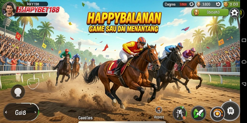 Tangkapan layar gameplay balapan menegangkan dari HAPPYBET188.