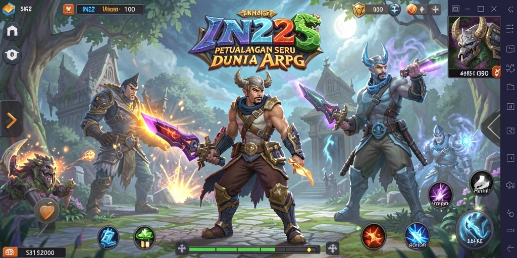 Tampilan aksi seru saat bertarung di dunia ARPG IN22.