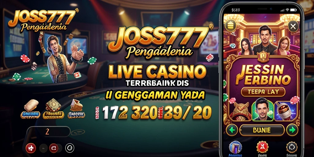 Screenshot gameplay JOSS777 menampilkan dealer profesional dan suasana Live Casino yang mendebarkan.