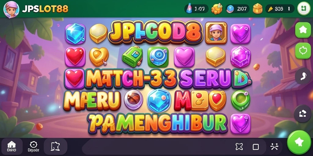 Tampilan gameplay seru game Match-3 dengan grafis warna-warni.