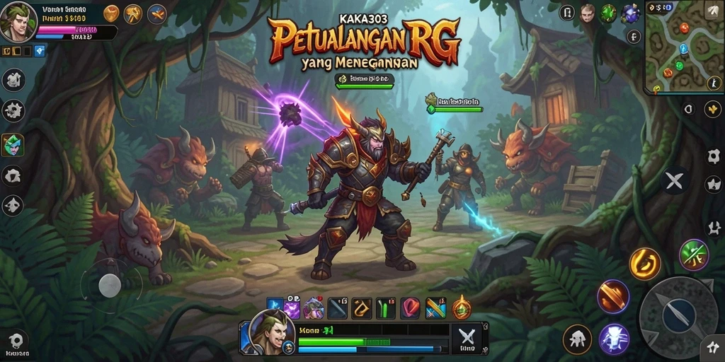 Tangkapan layar KAKA303 menampilkan pertarungan yang epik dalam game RPG.