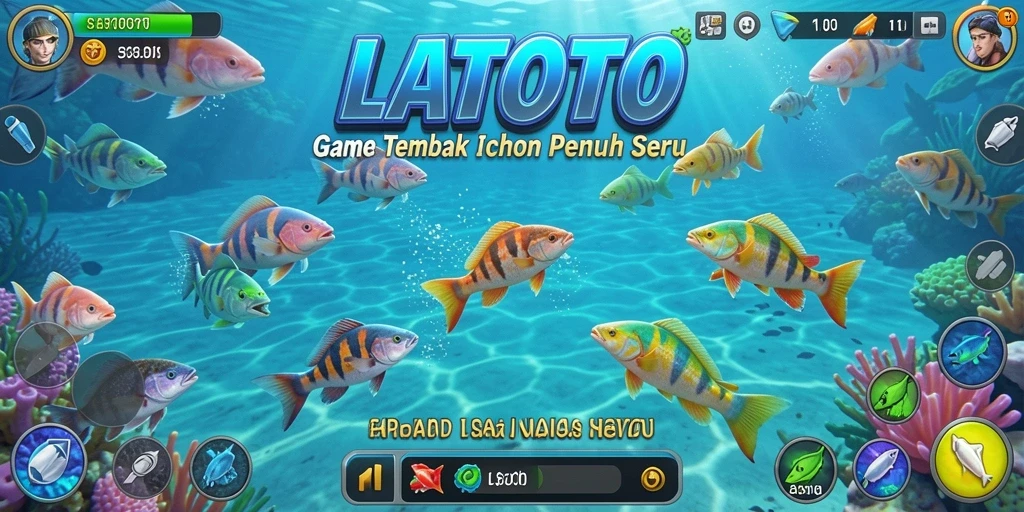 Tangkapan layar LATOTO menampilkan aksi menembak ikan yang mendebarkan di laut yang penuh warna.