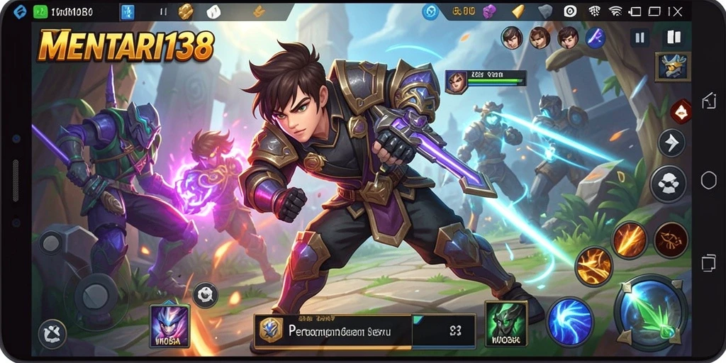 Tampilan gameplay seru dalam MENTARI138 MOBA.