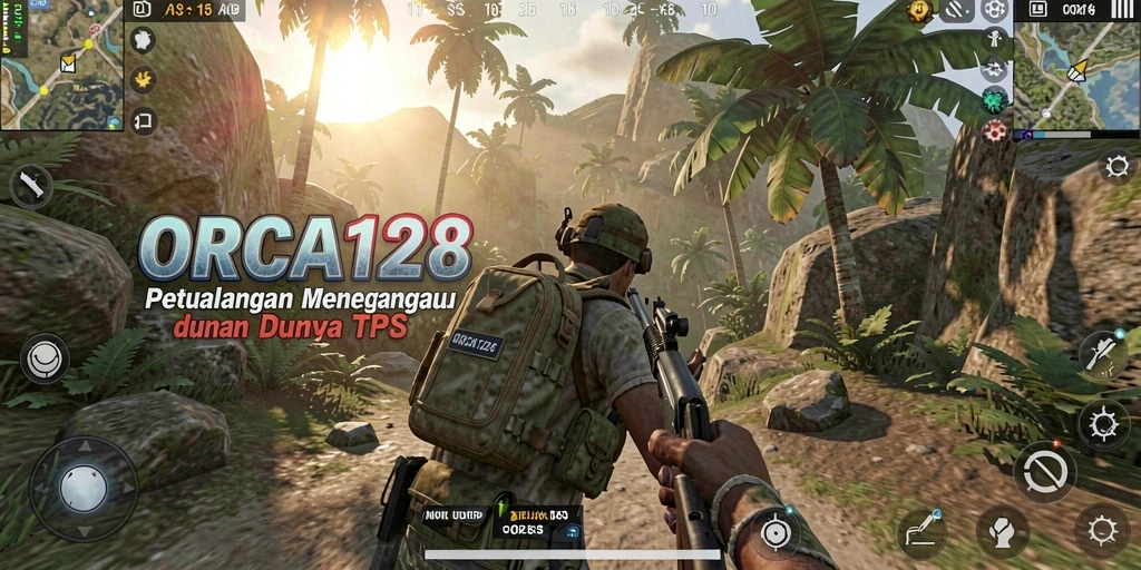 Tampilan gameplay menegangkan ORCA128 di medan pertempuran.