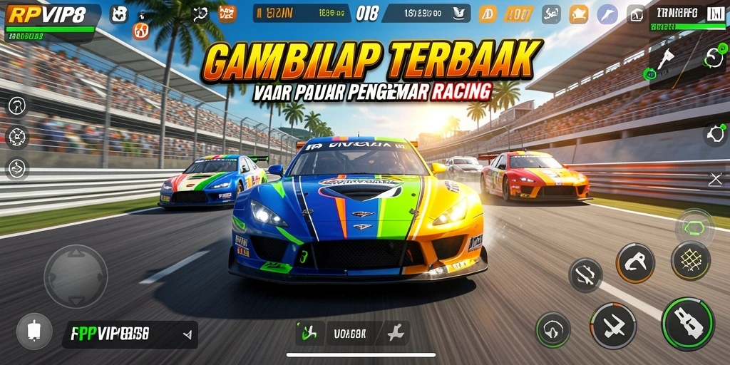 Tampilan gameplay RPVIP8 dengan aksi balapan yang seru dan grafis menawan.