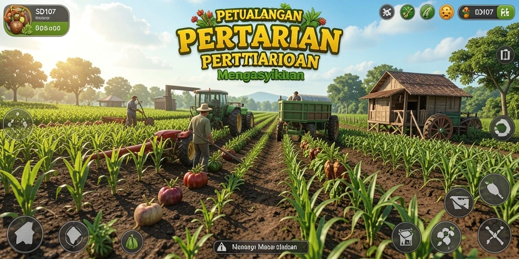 Tangkapan layar SD107 menampilkan kebun yang indah dengan beragam tanaman.