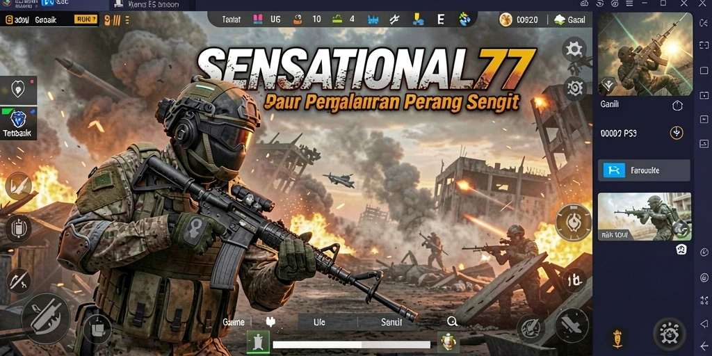 Screenshot gameplay SENSATIONAL77 yang menampilkan aksi pertempuran seru.