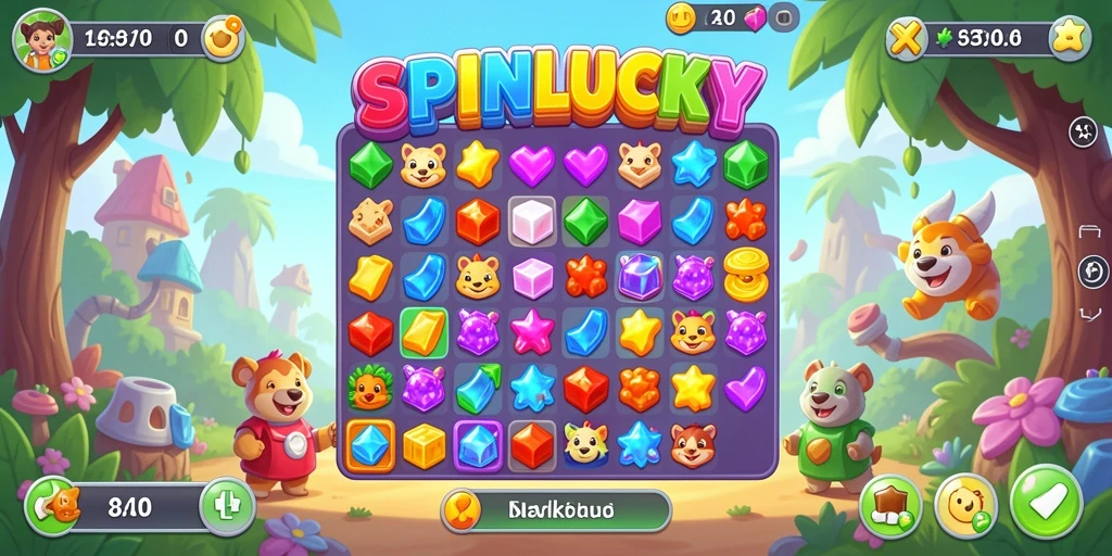 Tampilan gameplay seru SPINLUCKY yang penuh warna.
