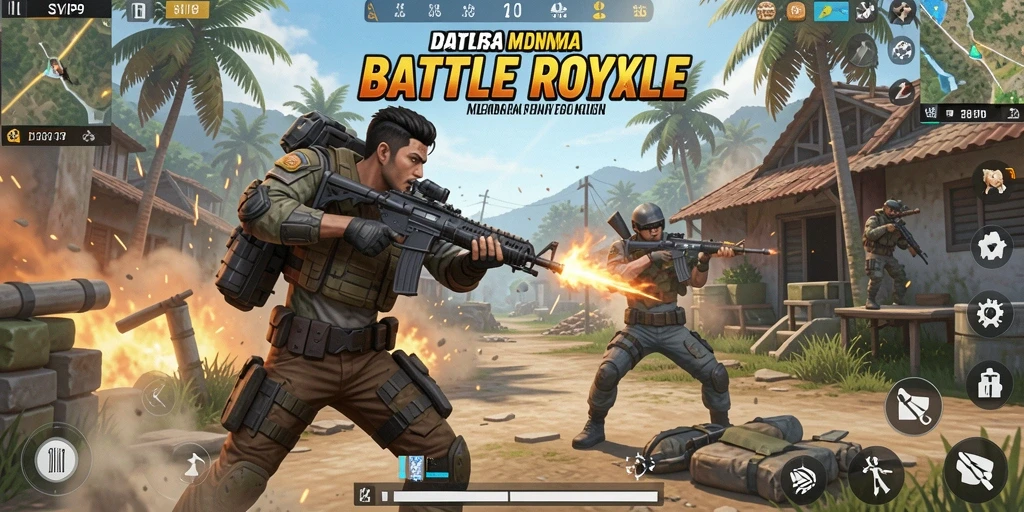 Tangkapan layar menampilkan saat-saat intens dalam gameplay Battle Royale.