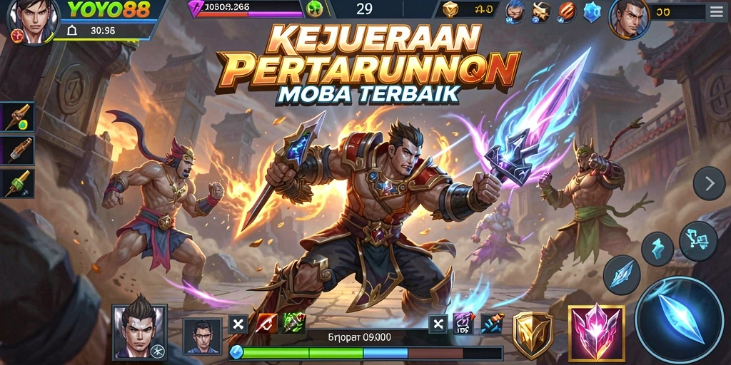 Menampilkan pertarungan seru dalam gameplay MOBA